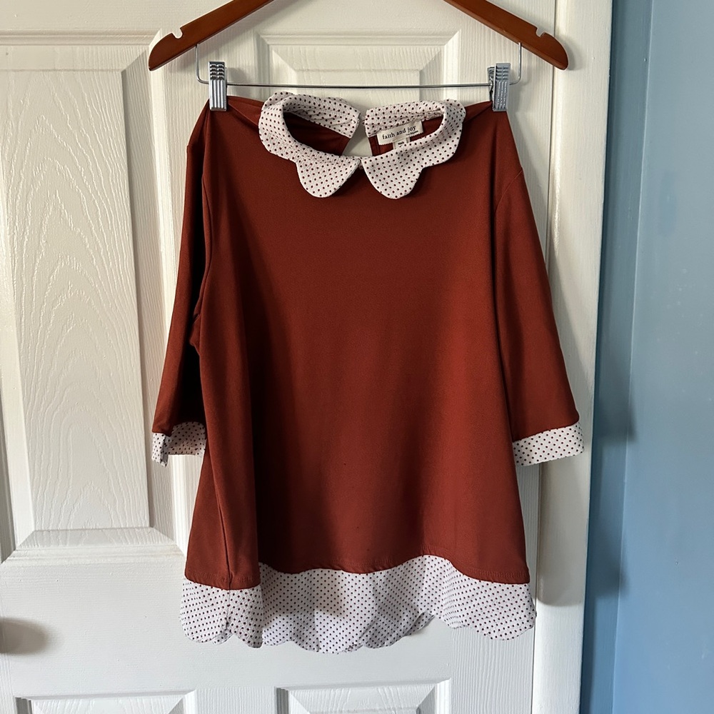 Orange Blouse 3/4 Sleeve - Perfect for Fall!